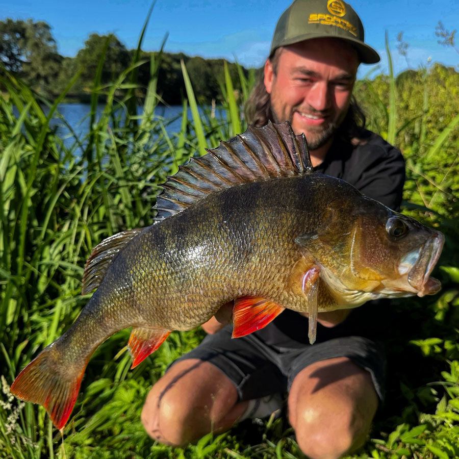 Angler mit barsch